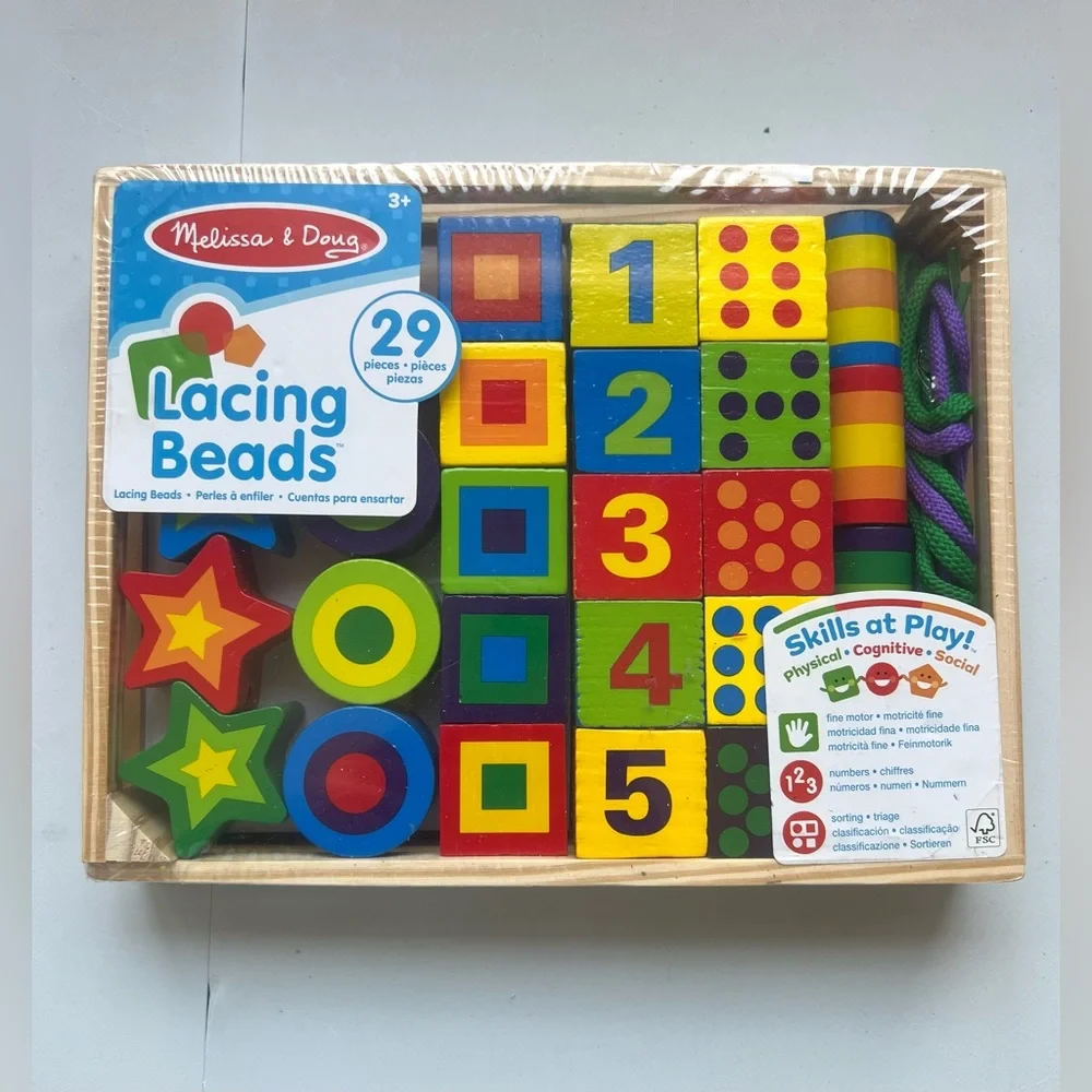Melissa & Doug Deluxe Wooden Lacing Beads